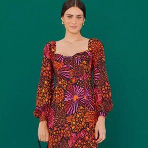 FARM RIO Leopard Hearts Mini Dress Regular SIZE LARGE